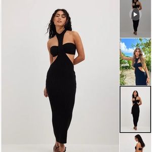 NA-KD Fine Knitted Cut Out Detail Maxi Dress